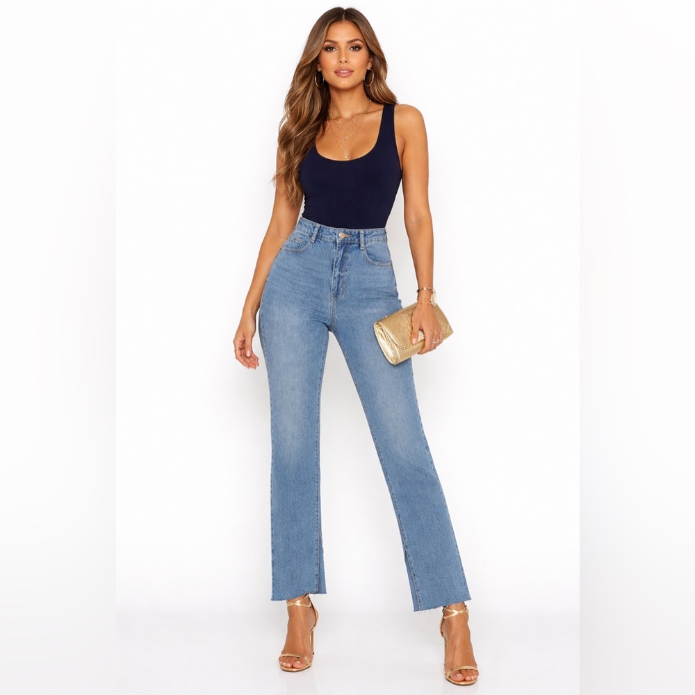 Zara High-Rise Light Blue Flare Jeans w/ Raw Hem